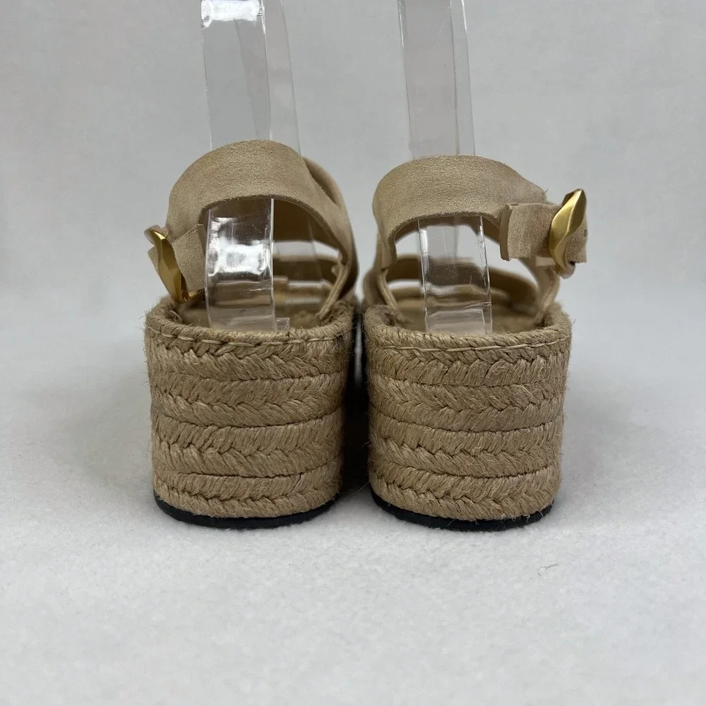 Rag & Bone Brown Odyssey Suede Espadrille Wedge Sandal Size 38 US 8